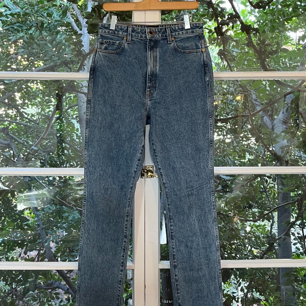 Khaite Daria high waisted straight leg blue jeans sz 30